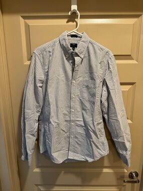 J. Crew Slim Blue and White Striped Button-Down Shirt